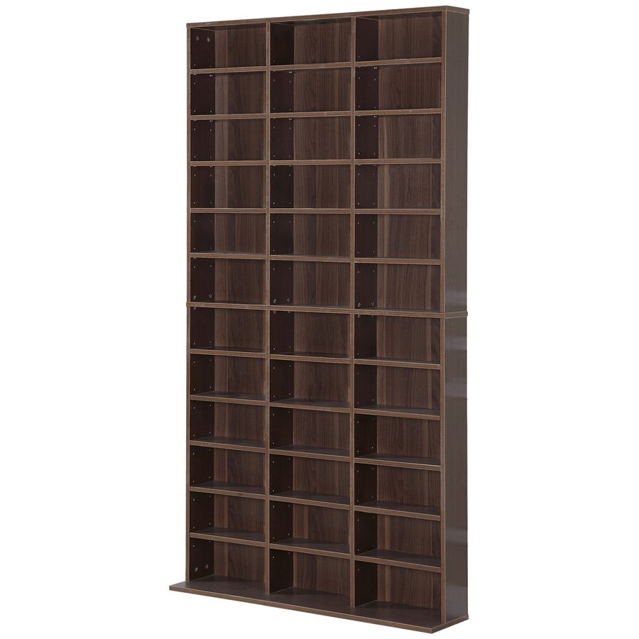 HOMCOM CD/DVD Regal Aufbewahrung Schrank für 1116 CDs 36 höhenverstellbare Fächer 102 x 24 x 195 cm Braun   Aosom von HOMCOM