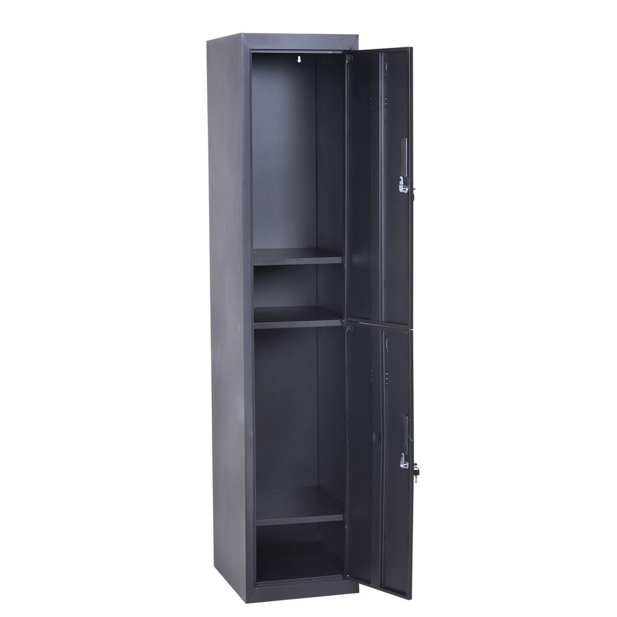 Vinsetto Spindschrank mit 4 Fächern, Metallschließfach mit 2 abschließbaren Türen (2 Schlüssel), Kleiderstange, Aufbewahrungsschrank für Büro, Garage, Schule, 38 x 46 x 180 cm, schwarz   Aosom von Vinsetto