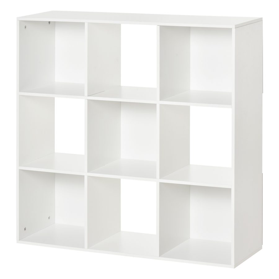 HOMCOM Weißes Regal für Zuhause und Büro, Modernes Regal mit 9 Fächern aus Holz, 91.5 x 29.5 x 91.5 cm   Aosom von HOMCOM
