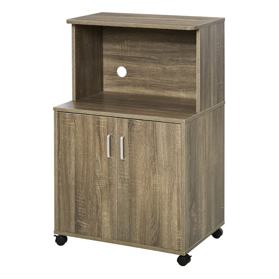 HOMCOM Mikrowellenwagen mit Doppeltürschrank - Maße: 60,4B x 40,3T x 97H cm - Holzimitat   Aosom von HOMCOM