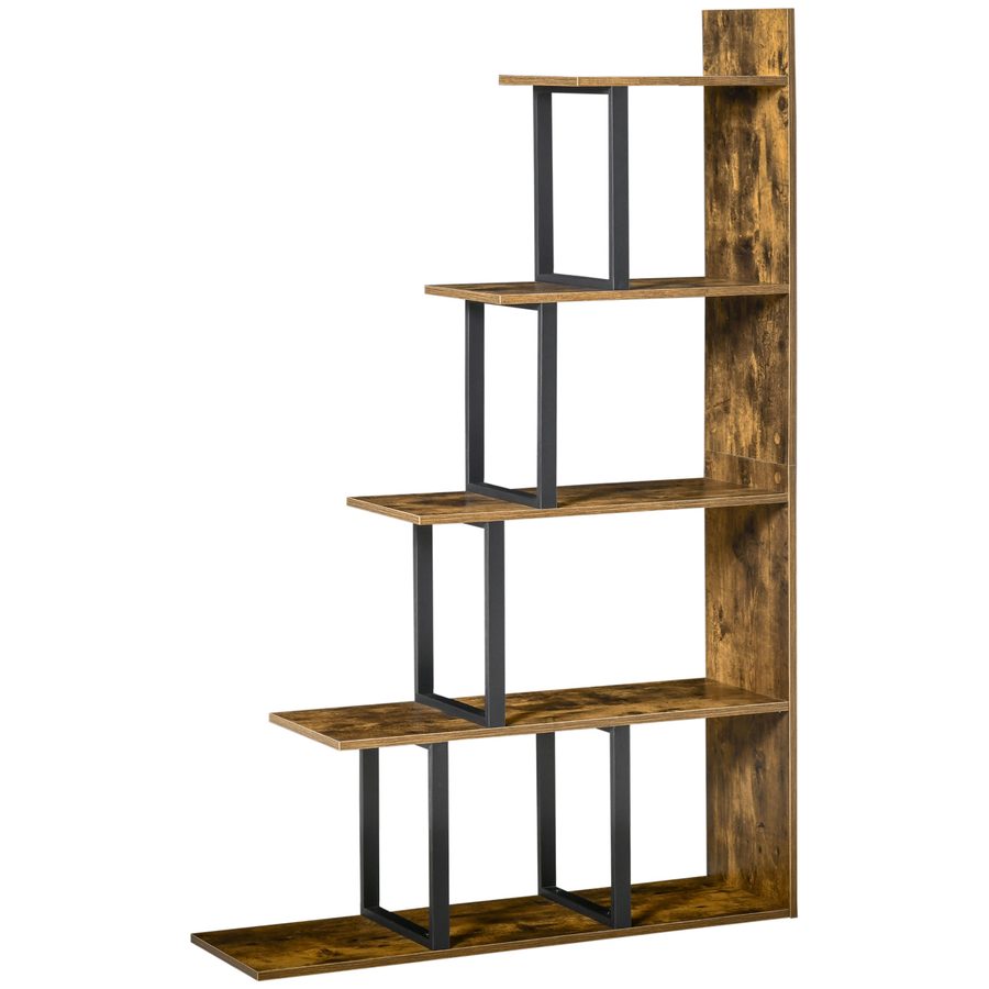 HOMCOM Bücherregal, Standregal , Wohnzimmerregal, Spielzeugregal, Holz, Rustikales Braun+Schwarz, 102 x 30 x 160 cm   Aosom von HOMCOM