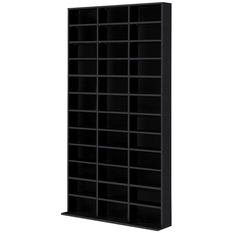 HOMCOM CD-/DVD-Regal Aufbewahrung für 1116 CDs 36 höhenverstellbare Fächer 102 x 24 x 195 cm Schwarz   Aosom von HOMCOM