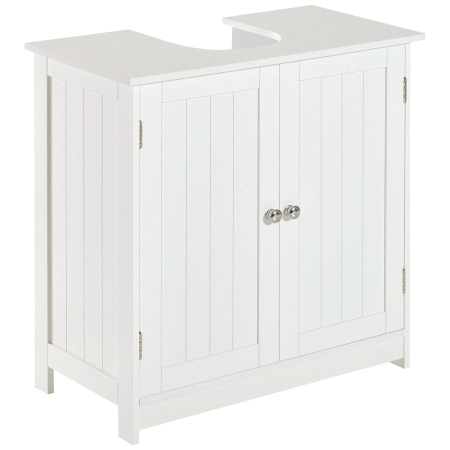 HOMCOM Waschbeckenunterschrank Badschrank mit 2 Türen, verstellbare Ablage, Siphon-Ausschnitt, Badmöbel im Landhausstil   Aosom.de von HOMCOM