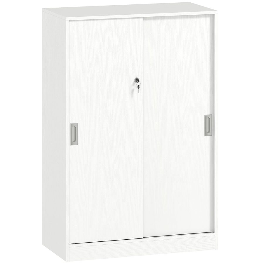 HOMCOM Aktenschrank, Büroschrank mit Türen, großer Bürocontainer mit 3 Regal und 2 Fächern, Aufbewahrungsschrank, Weiß, 80 x 40 x 120 cm   Aosom von HOMCOM