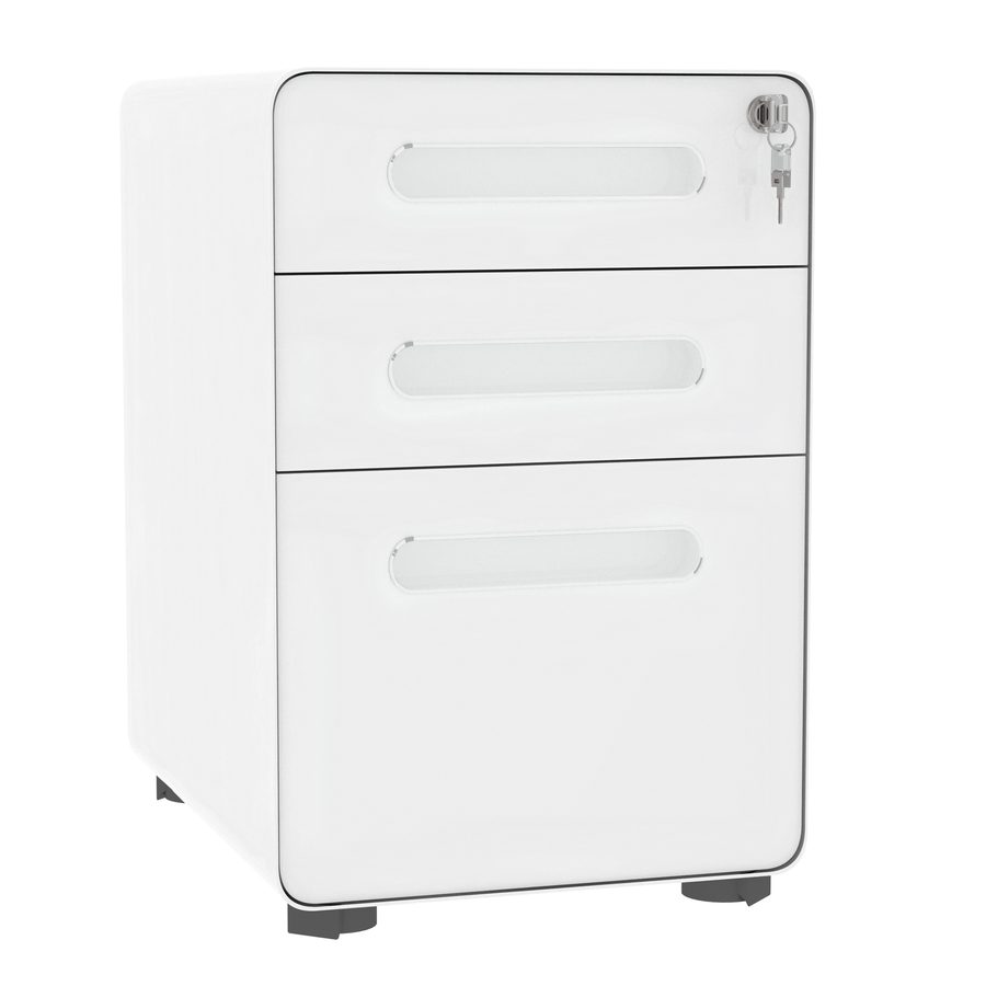 Vinsetto Rollcontainer  Aktenschrank Bürocontainer mit 3 Schubladen, Stahl, Weiß, 39x48x59cm  Aosom von Vinsetto