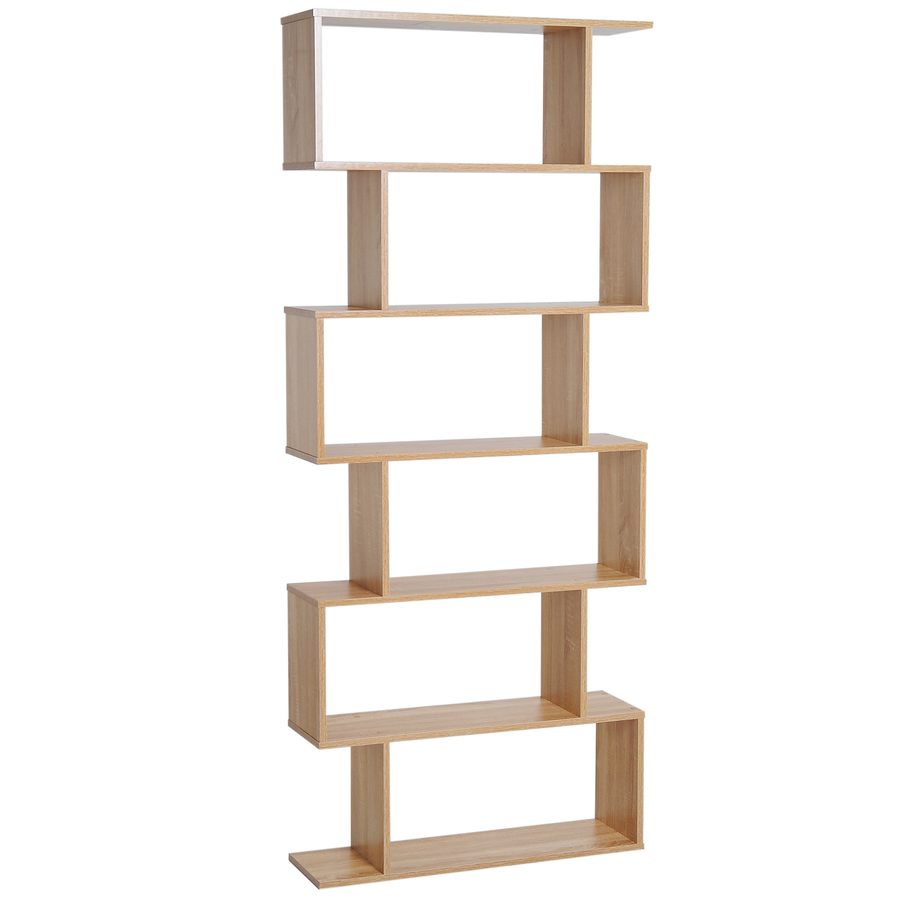 HOMCOM Bücherregal Wandregal Raumteiler Eckregal Standregal Aktenregal 6 Fächer Eiche L80 x B23 x H192 cm   Aosom von HOMCOM