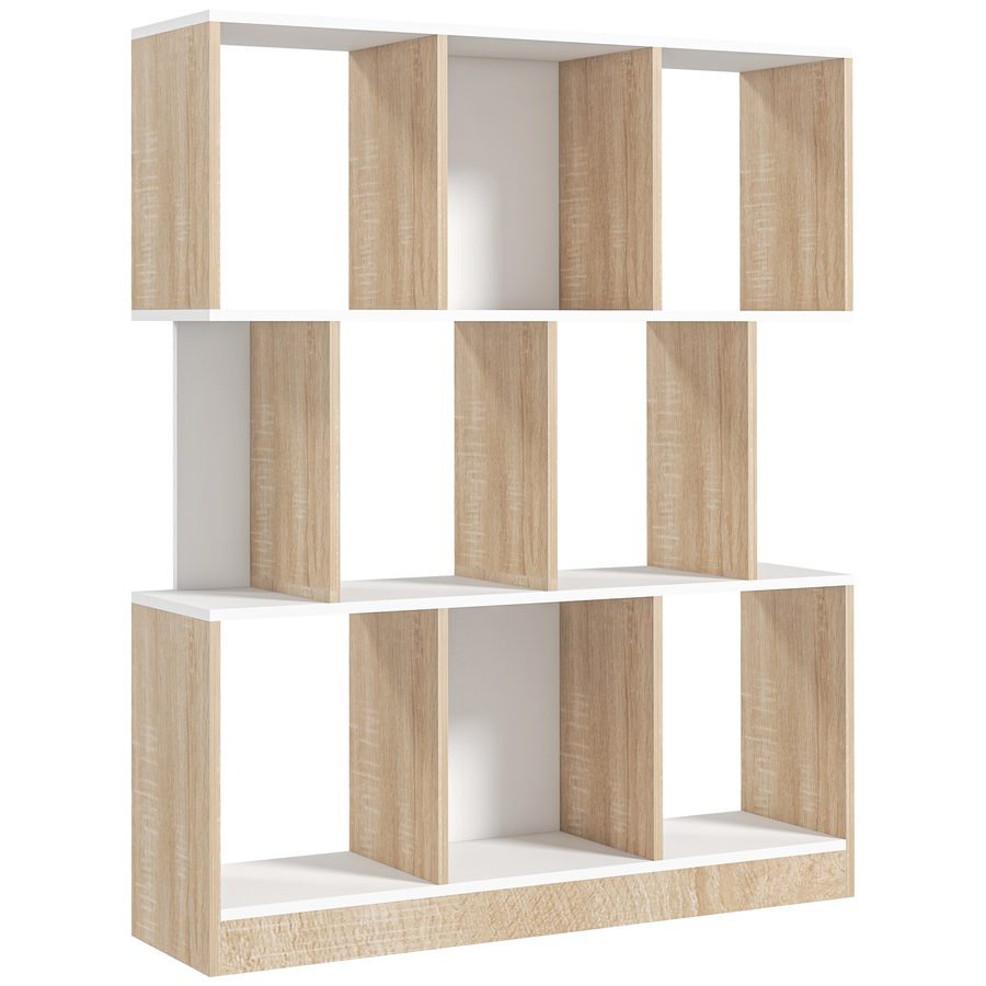 HOMCOM Bücherregal Standregal Büroregal Aktenregal für Büro Wohnzimmer Arbeitszimmer Spanplatte Natur+Weiß 100 x 24 x 124 cm   Aosom von HOMCOM