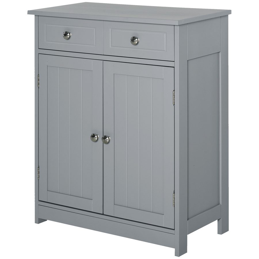 kleankin Badezimmerschrank, Badezimmerschrank mit 2 Türen 2 Schubladen - 60 x 30 x 75 cm - Grau   Aosom von Kleankin