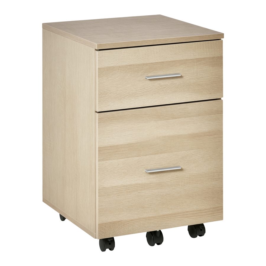 Vinsetto Bürocontainer mit 2 Schubladen Hängeregistratur Aktenschrank Büroschrank Aufbewahrung von Akten Spanplatte Natur 39,5 x 39 x 58,5 cm   Aosom von Vinsetto