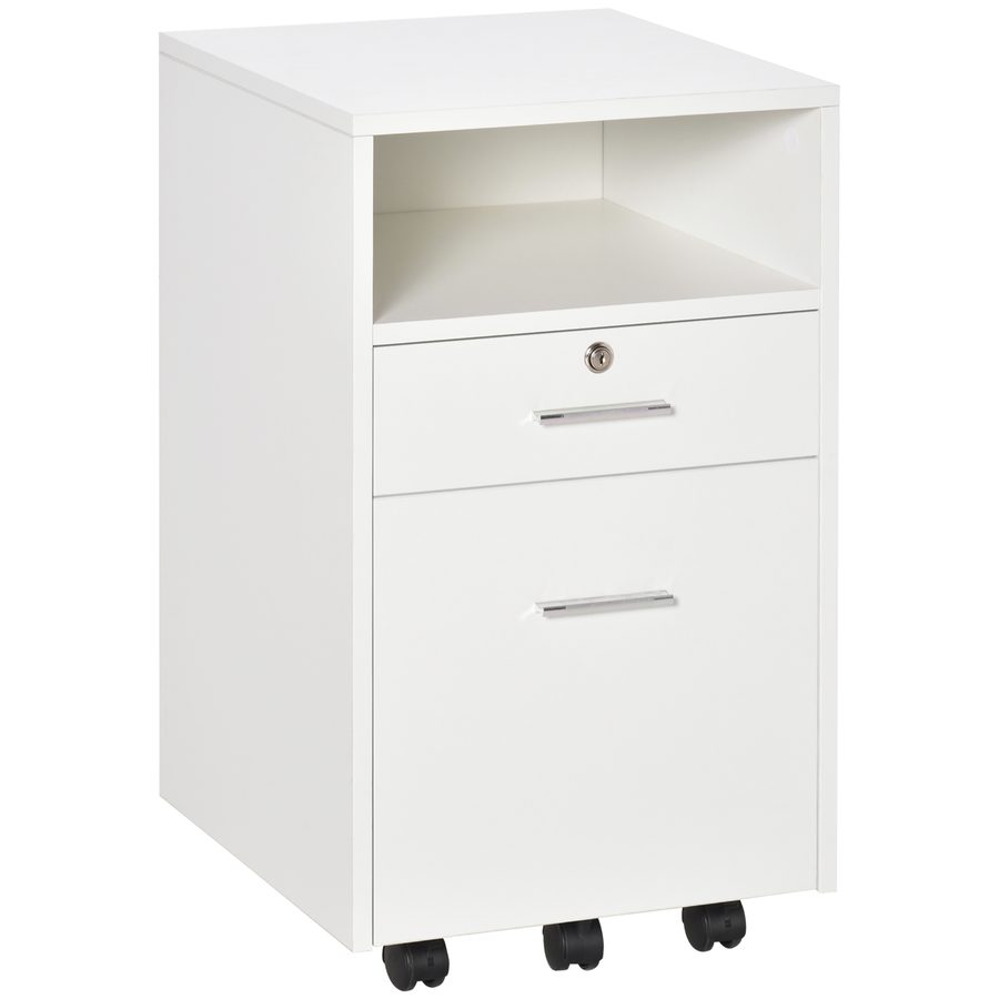 Vinsetto Büroschrank Rollcontainer Druckerständer für Hängeakten und Din-A4-Ordner mit 1 Regal 2 Schubladen Belastung bis 30 kg Weiß 39,5 x 40 x60 cm   Aosom von Vinsetto