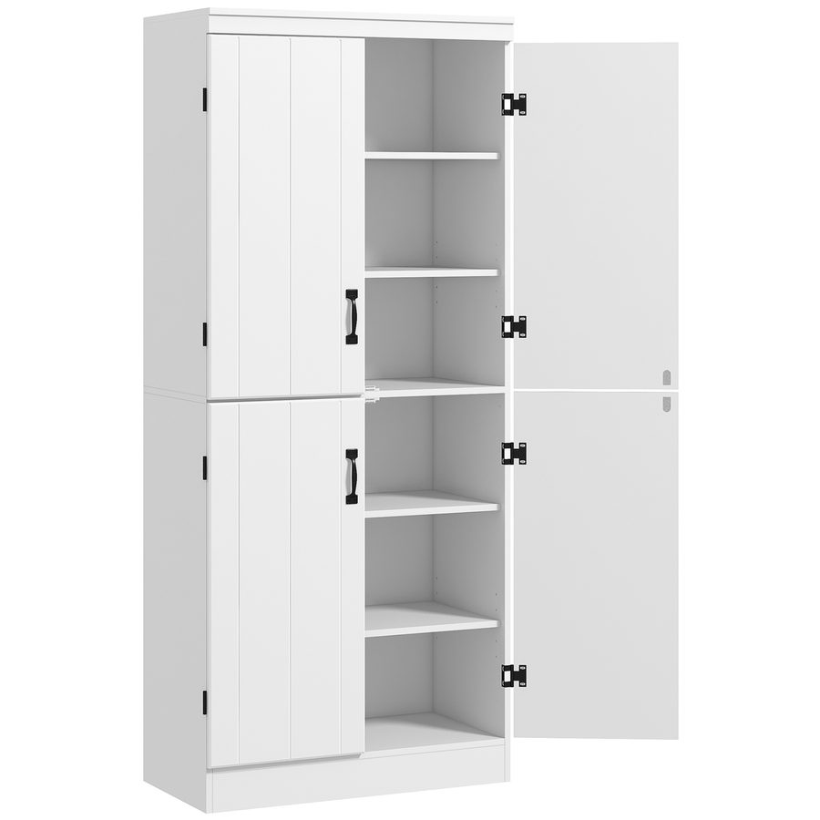 HOMCOM Küchenschrank Buffet für Esszimmer mit 4 Türen 6 Regale moderne Stil 76 x 40 x 177 cm in Weiß   Aosom von HOMCOM