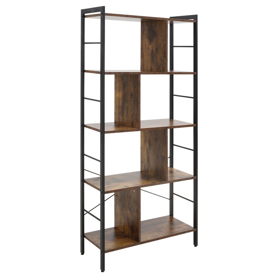 HOMCOM Bücherregal, Schmal Standregal Regal mit 5 Ebenen, Büroregal für Wohnzimmer, Schlafzimmer, Büro, Küche, 77 x 30 x 57,5 cm, Rustikales Braun   Aosom von HOMCOM