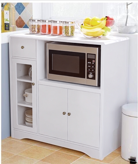HOMCOM Mikrowellenschrank Küchenschrank freistehend mit 2 Schränken & Schublade, Weiß 90 x 40 x 82 cm, ideal für Wohnzimmer & Küchenzeile   Aosom.de von HOMCOM