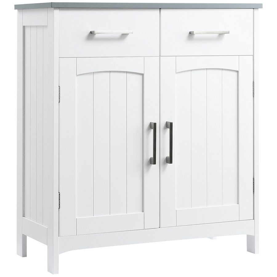 kleankin Badezimmerschrank Badschrank mit 2 Schubladen Bademöbel mit verstellbarer Regalebene Weiß 68 x 33 x 76 cm   Aosom von Kleankin