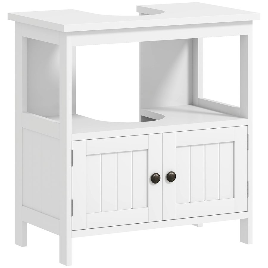 kleankin Waschbeckenunterschrank  Unterschrank in Weiß mit offenem Fach, Badezimmerschrank, 60x30x60cm  Aosom von Kleankin