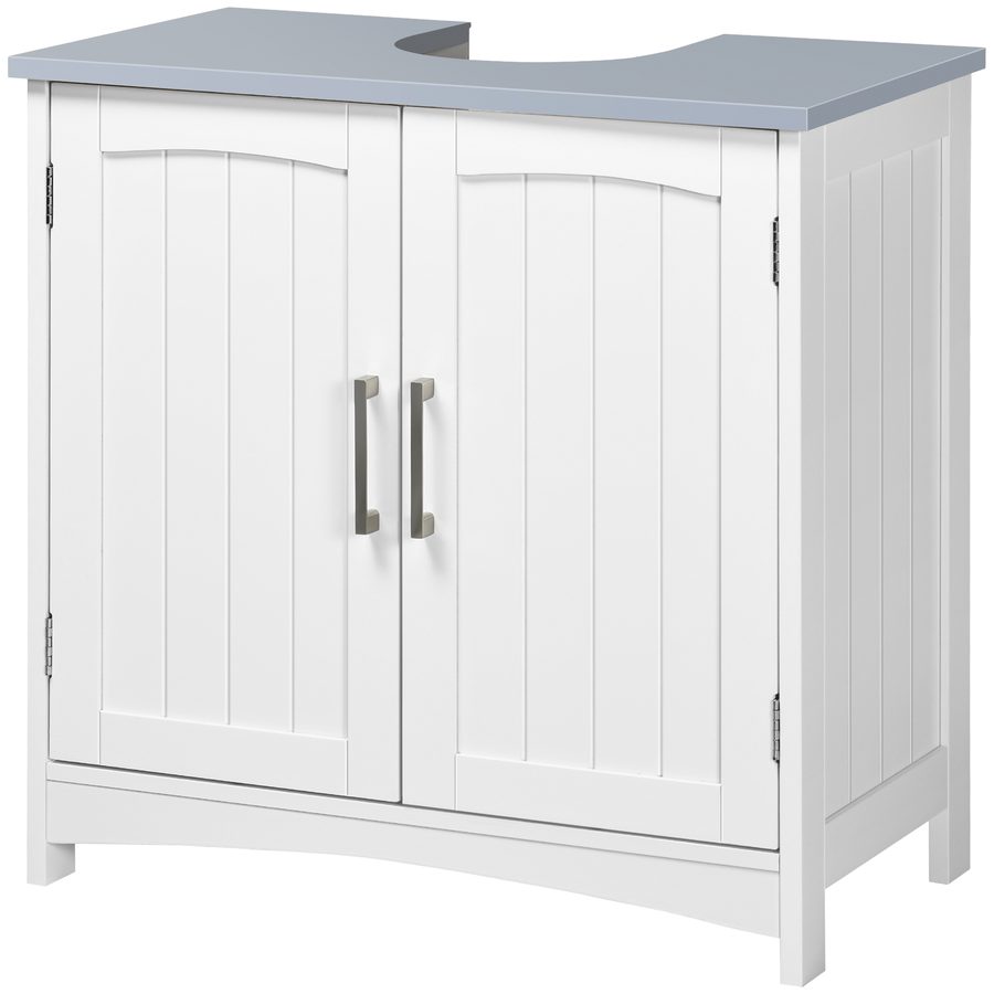 Kleankin Badezimmer Unterschrank, Waschbecken Unterschrank mit Doppeltüren, verstellbarem Regal, 60 x 33 x 60 cm, weiß   Aosom von Kleankin