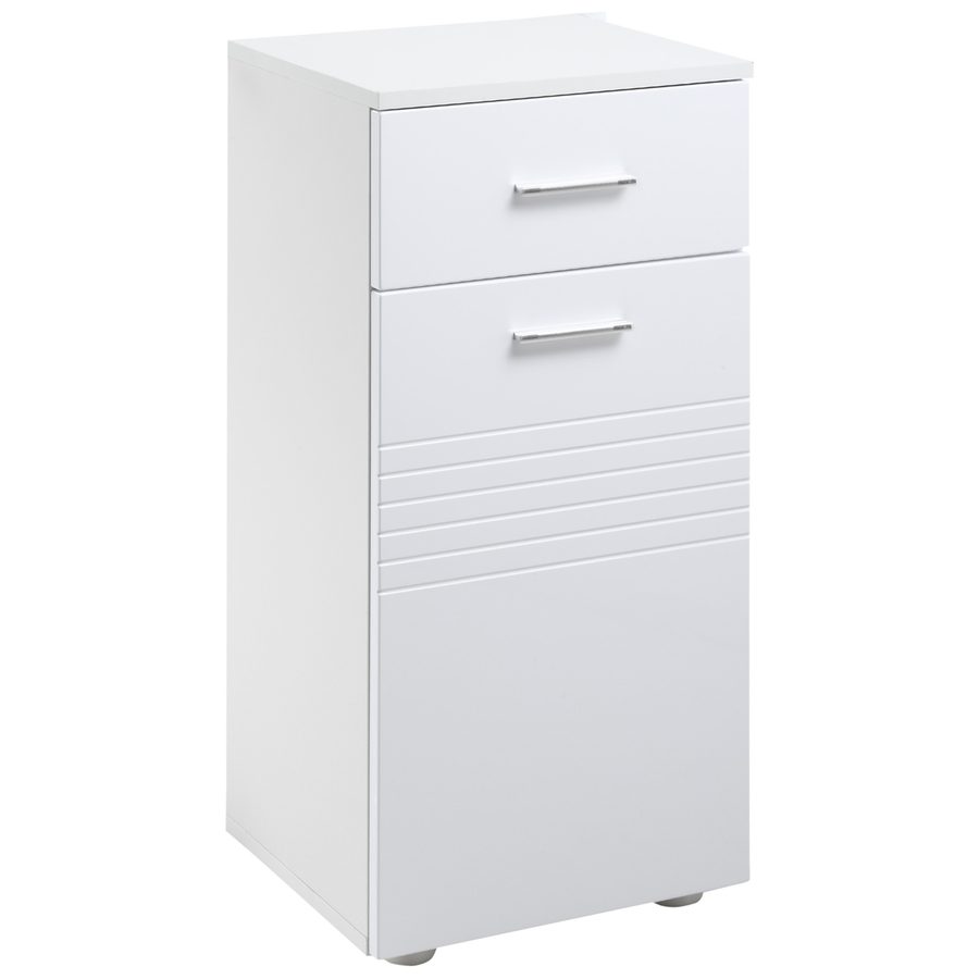 kleankin Badezimmerschrank Badschrank Multifunktionsschrank mit 1 Schublade 1 Türschrank Regal verstellbar Spanplatte Weiß 35 x 30 x 77,5 cm   Aosom von Kleankin