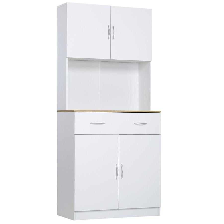 HOMCOM Küchenschrank 180 cm Küchenbuffet Hochschrank Geschirrschrank Esszimmerschrank mit Schubladen in Weiß 80 x 40 x 180 cm für stilvolle Aufbewahrung   Aosom.de von HOMCOM