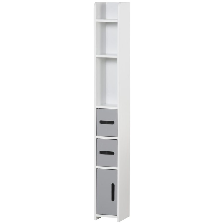 Kleankin Badezimmerschrank Hochschrank mit Regalen und Schränken - 15 x 17 x 120 cm - Grau   Aosom von Kleankin
