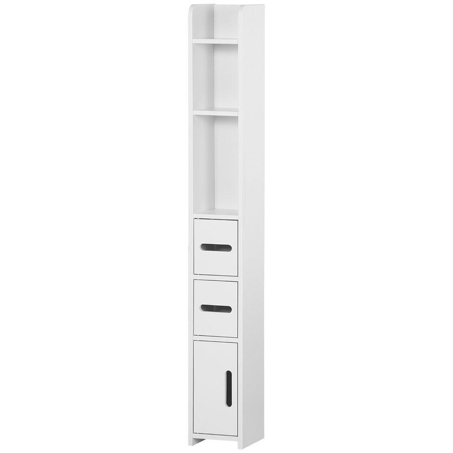 kleankin Hochschrank Badezimmerschrank Toilette mit Regalen und Schränken - 15 x 17 x 120 cm - weiß   Aosom von Kleankin