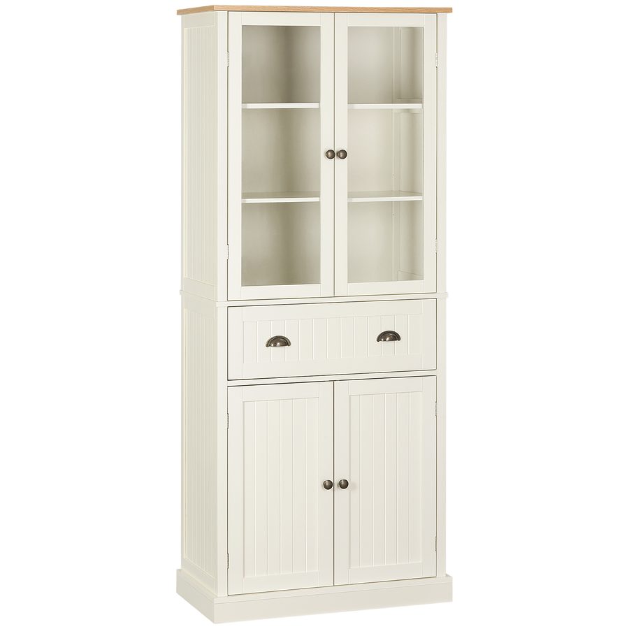 HOMCOM Küchenschrank Esszimmerschrank Küchenkommode mit Schränke Schubladen und verstellbaren Regale Kippschutz im Landhausstil 76 x 40 x 182,5cm   Aosom von HOMCOM