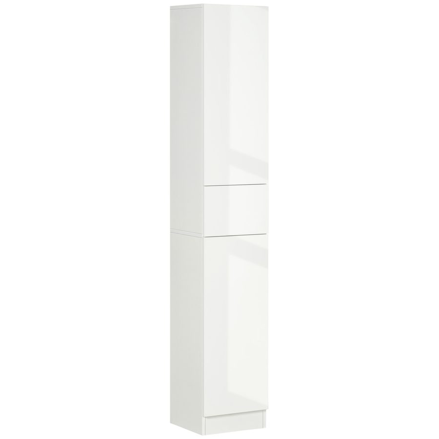 kleankin Badezimmerschrank Hochschrank Badschrank mit Schublade Aufbewahrungsschrank Mehrzweckschrank mit Drucköffner Kippschutz Weiß 30x28x170 cm   Aosom von Kleankin