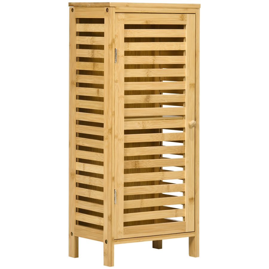 kleankin Badschrank  Beistellschrank mit Lamellentür, 2 Fächern, Aufbewahrung, Natur, 30x19,9x70cm  Aosom von Kleankin