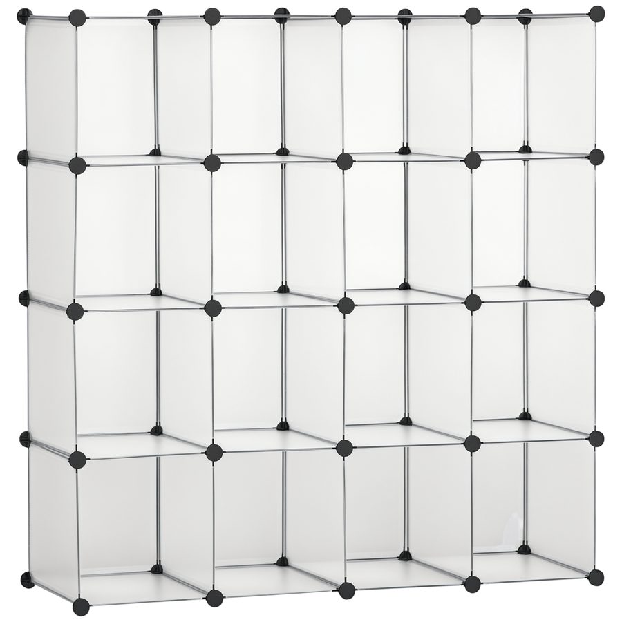 HOMCOM DIY Würfel Regalsystem 16 Würfel Aufbewahrungsbox Kunststoffschrank Weiß 125x32x125cm ideal für Kinderzimmer & Wohnzimmer   Aosom.de von HOMCOM