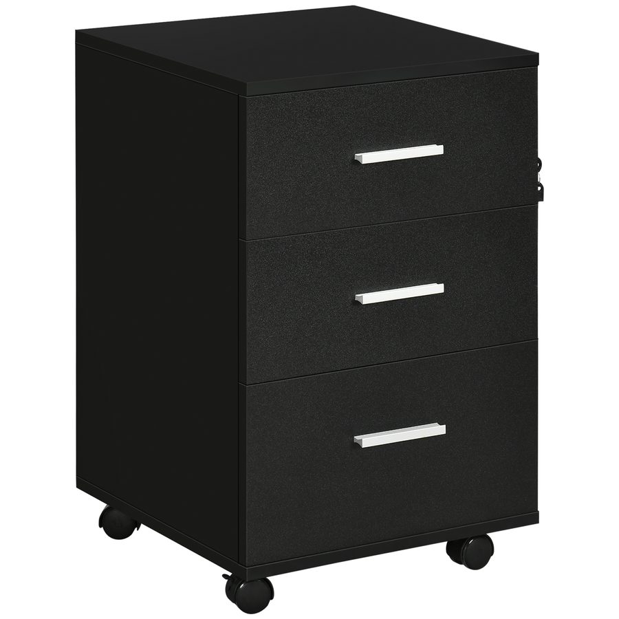 Vinsetto Büroschrank Büroaufbewahrung auf Rollen 3 abschließbare Schubladen 40 x 40 x 61,5 cm Schwarz   Aosom von Vinsetto