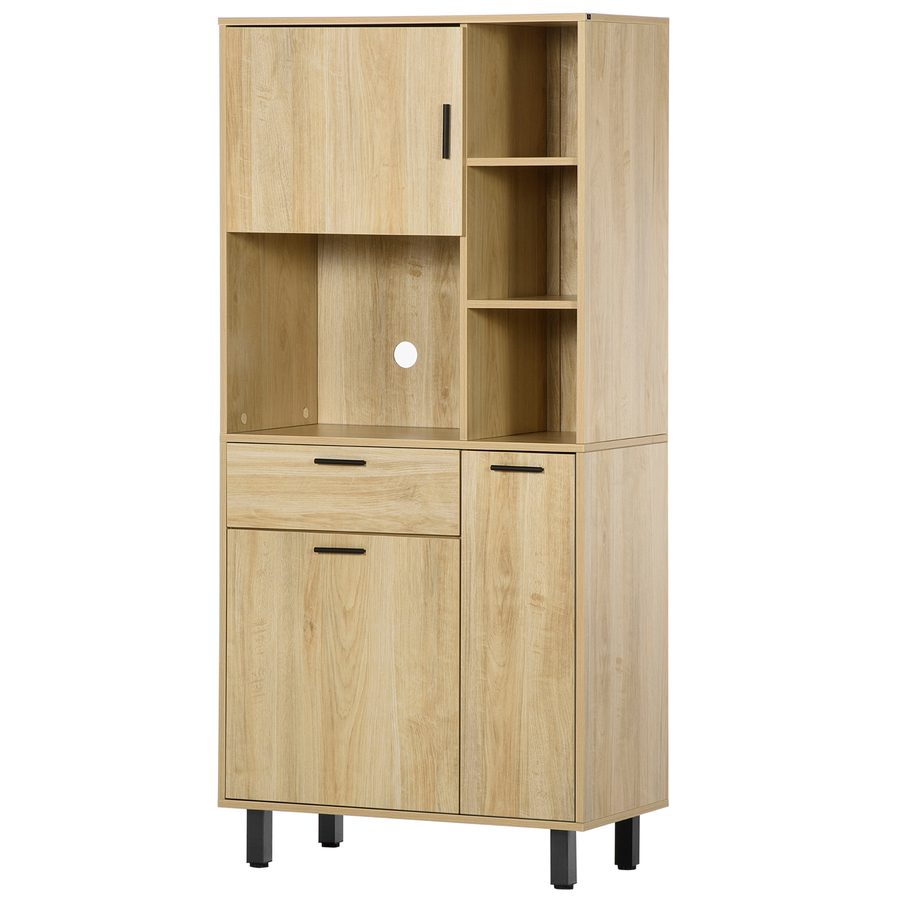 HOMCOM Küchenbuffet Küchenschrank mit einem Schublade, 3 Schränken, 4 offenen Fächern und Kabeldurchlass Höhe 166 cm   Aosom von HOMCOM