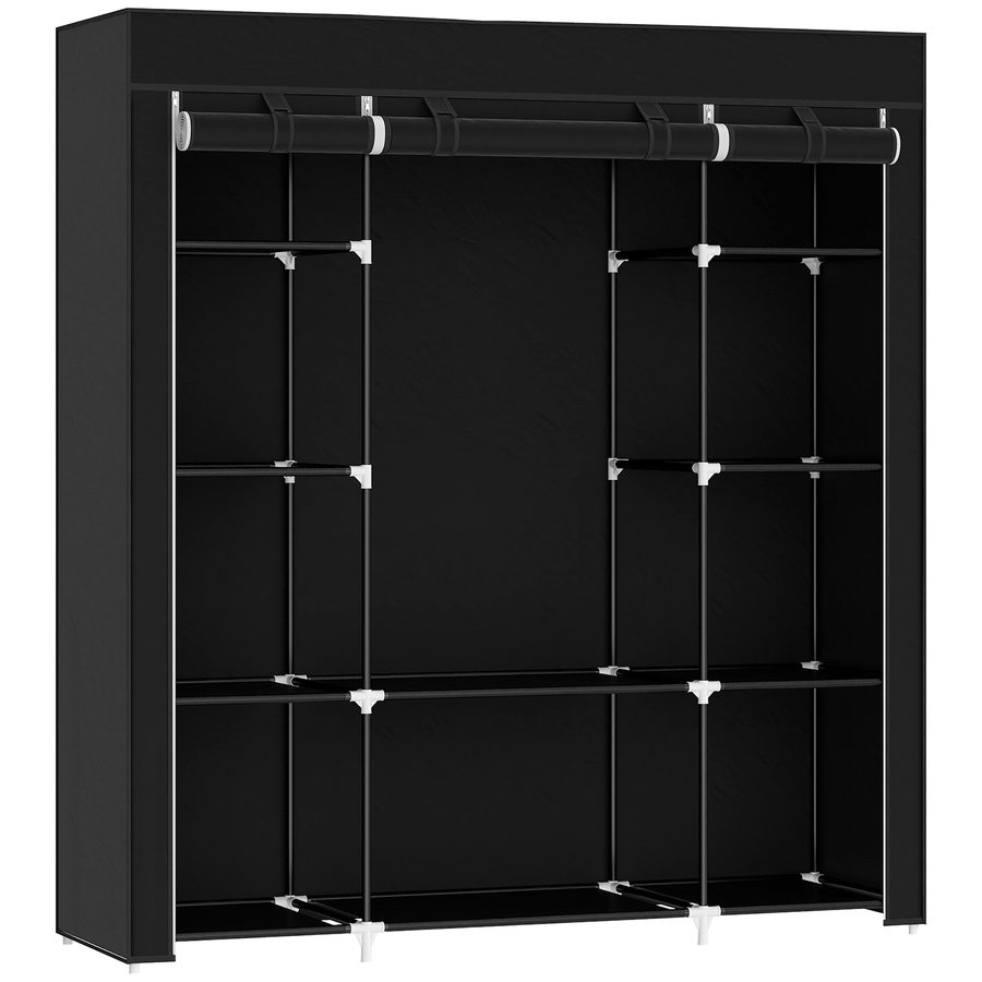 HOMCOM Stoffschrank mit Reißverschluss, 1 Kleiderstange, 10 Einlegeböden, 150x43x162,5cm, Vliesstoff, platzsparend & robust   Aosom.de von HOMCOM