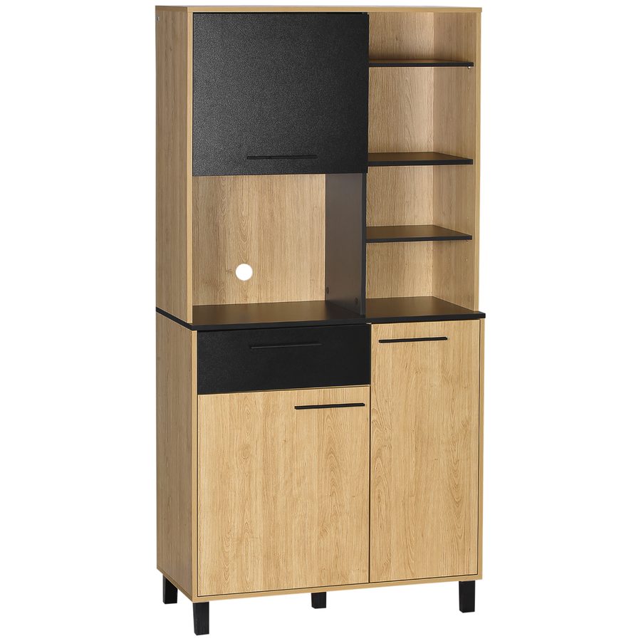 HOMCOM Küchenbuffet Küchenschrank mit Mehrfach-Stauraum, 1 Schublade, 3 Schränke, 4 Nischen und Kabeldurchlass, Höhe 180 cm   Aosom von HOMCOM