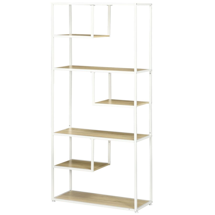 HOMCOM Bücherregal Regal mit 7 Ebenen Metallrahmen Industriestil für Wohnzimmer Schlafzimmer Küche - 83 x 34 x 180 cm   Aosom von HOMCOM