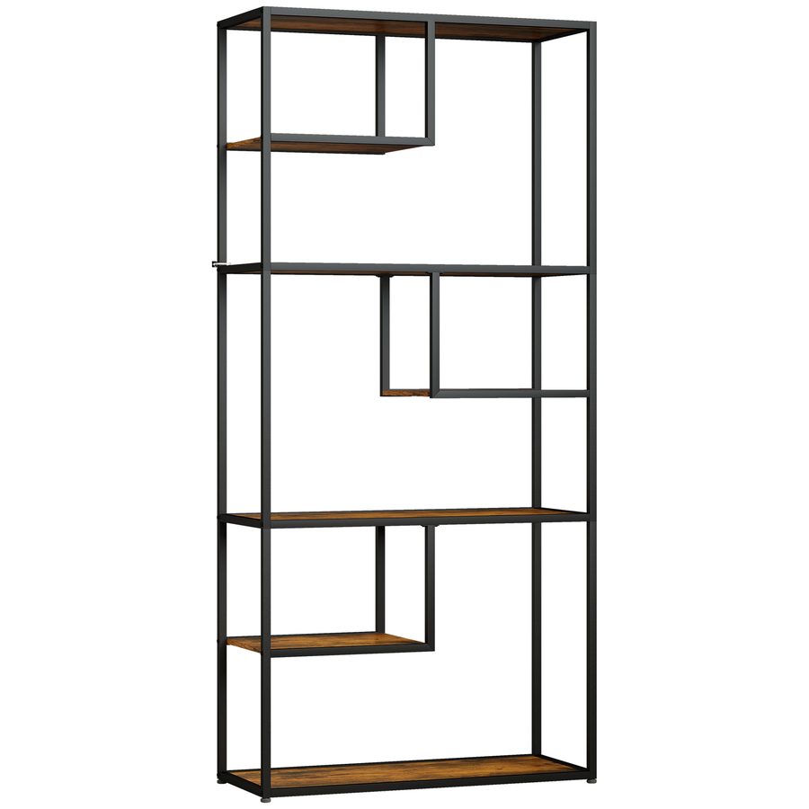 HOMCOM Bücherregal Standregal 7 Ebenen Aufbewahrungsregal Industriedesign Kippschutz für Wohnzimmer Schlafzimmer Rustikal Braun   Aosom.de von HOMCOM