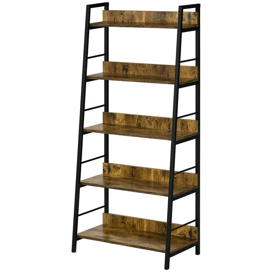 HOMCOM Schräges Industrie-Stil Bücherregal mit 5 Ebenen 70L x 35B x 150H cm   Aosom von HOMCOM