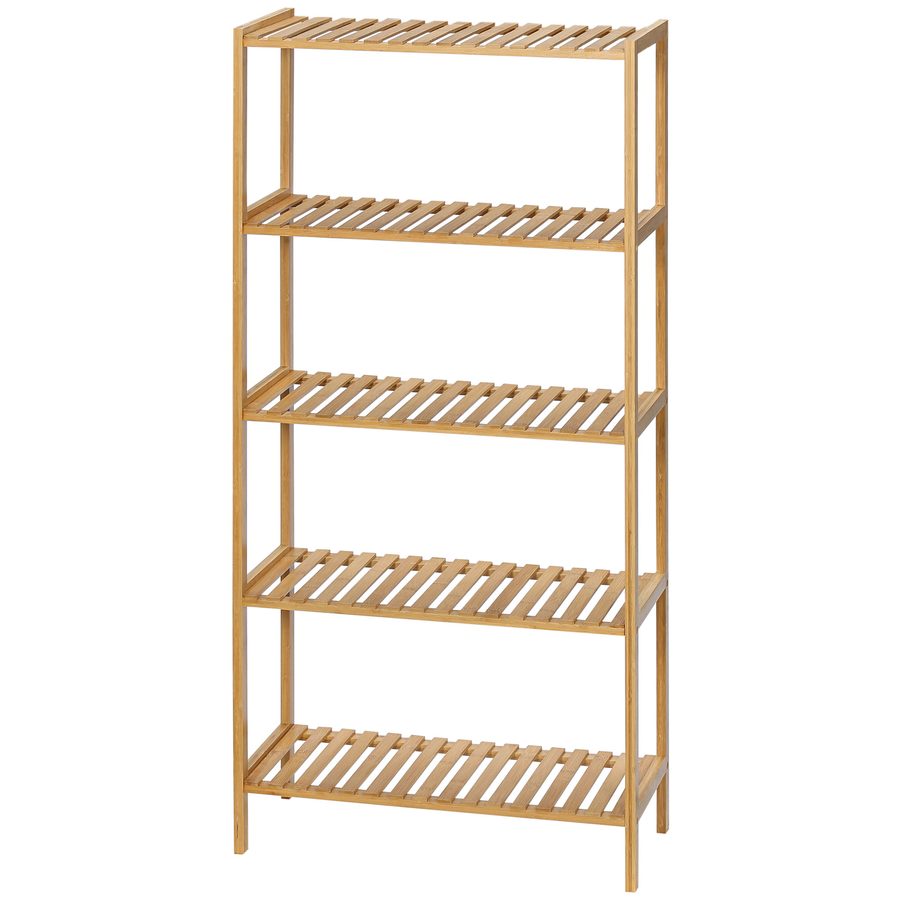 HOMCOM Aufbewahrungsregal, Bambusregal mit 5 Ebenen, Bücherregal für Wohnzimmer, Schlafzimmer und Büro, 60 x 26 x 130 cm, Naturholz   Aosom von HOMCOM