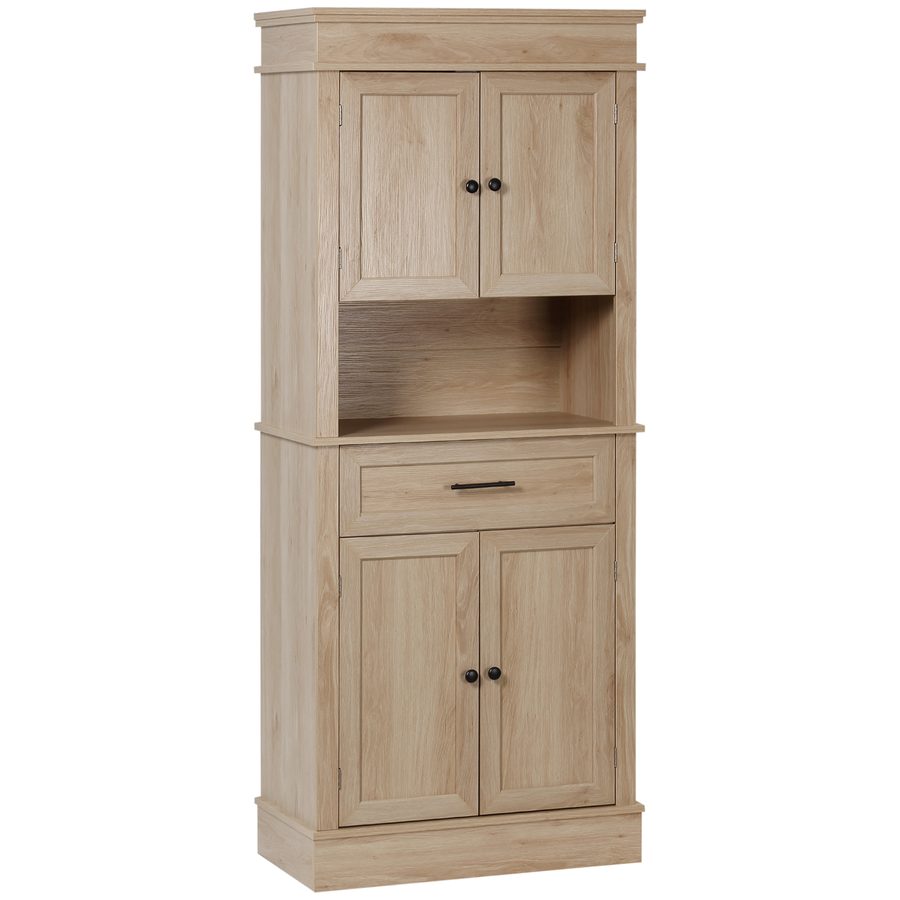 HOMCOM Küchenbuffet Küchenschrank mit vielseitiger Aufbewahrung 2 Schränke 2 Türen Schublade Nische MDF Spanplatten E1 Hell Eiche   Aosom von HOMCOM