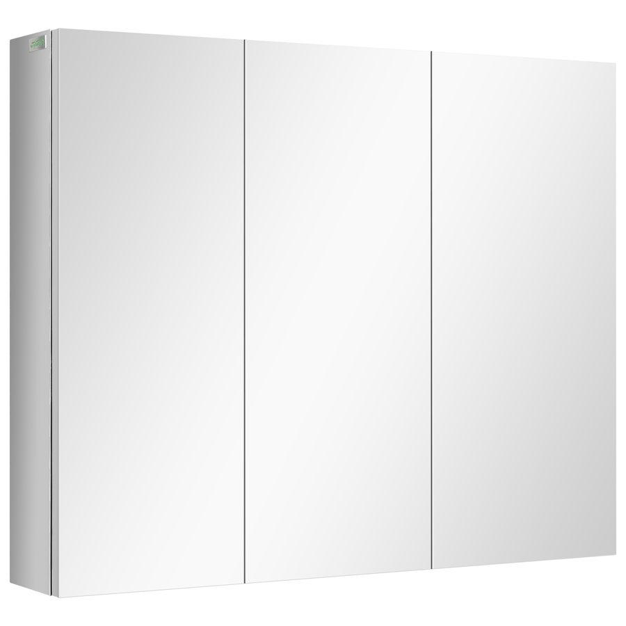 kleankin Badezimmerschrank  Spiegelschrank Hängeschrank mit 3 Glastüren & 5 Ablagen, Edelstahl, Silber, 70x12x55cm  Aosom von Kleankin