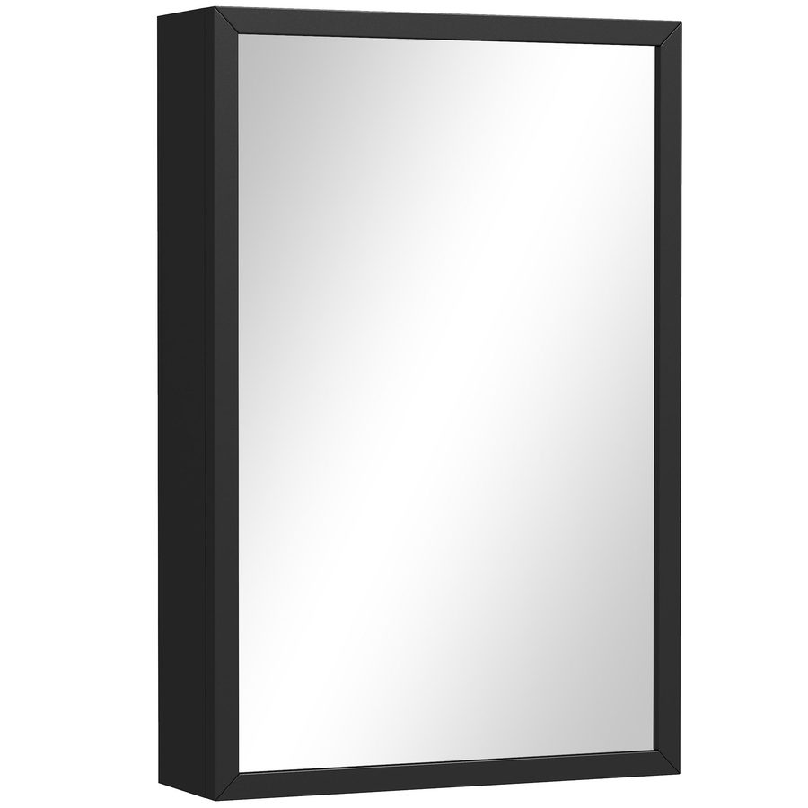 kleankin Spiegelschrank, Badezimmerschrank mit 3 Etagen, Medizinschrank, Hängeschrank für Schlafzimmer, Schwarz, 40 x 12 x 60 cm   Aosom von Kleankin