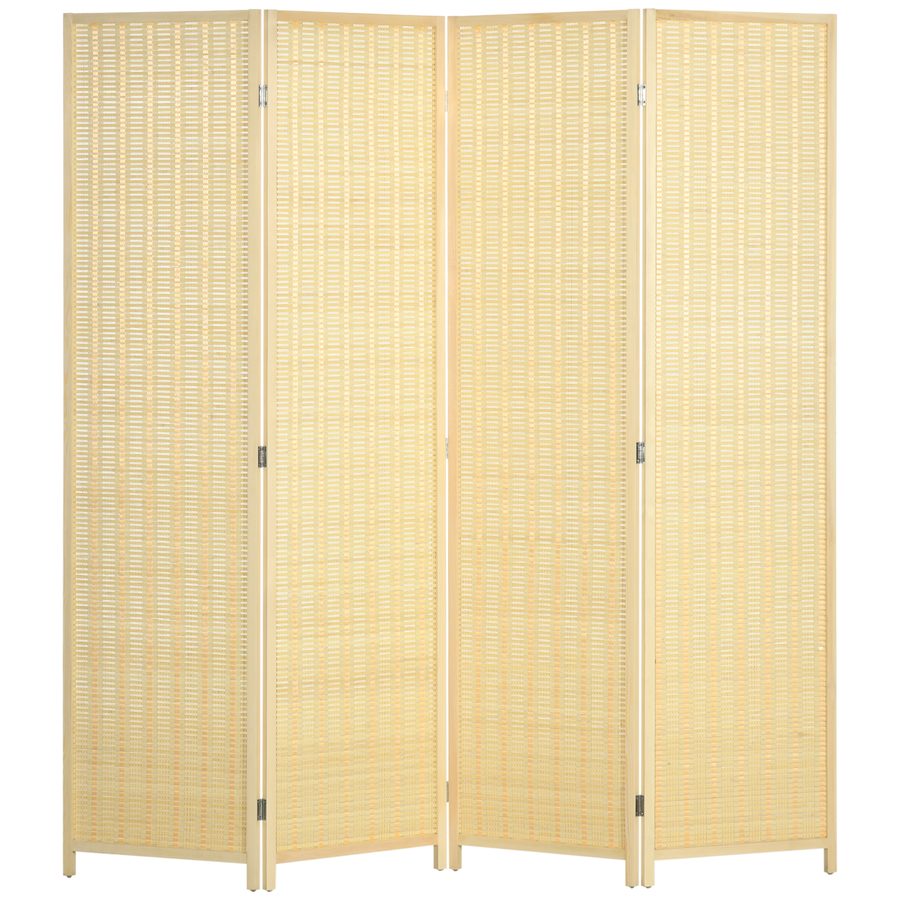 HOMCOM Paravent 4-teilig 180 x 180 cm Raumteiler Trennwand aus Bambus, Faltbar Sichtschutz Stellwand Raumtrenner für Wohnzimmer Natur   Aosom von HOMCOM
