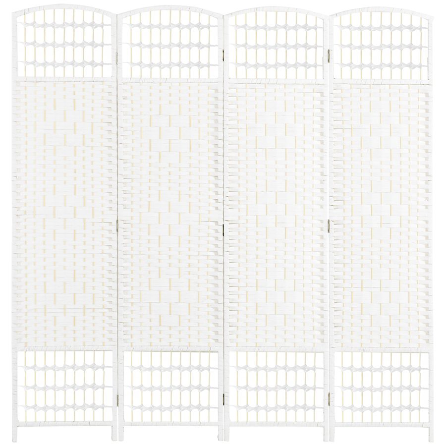 HOMCOM Paravent 4-teilig 160 x 170 cm Faltbar Raumteiler Trennwand aus Wellenfaser, Sichtschutz für Wohnzimmer, Schlafzimmer, Büro, Weiß   Aosom von HOMCOM