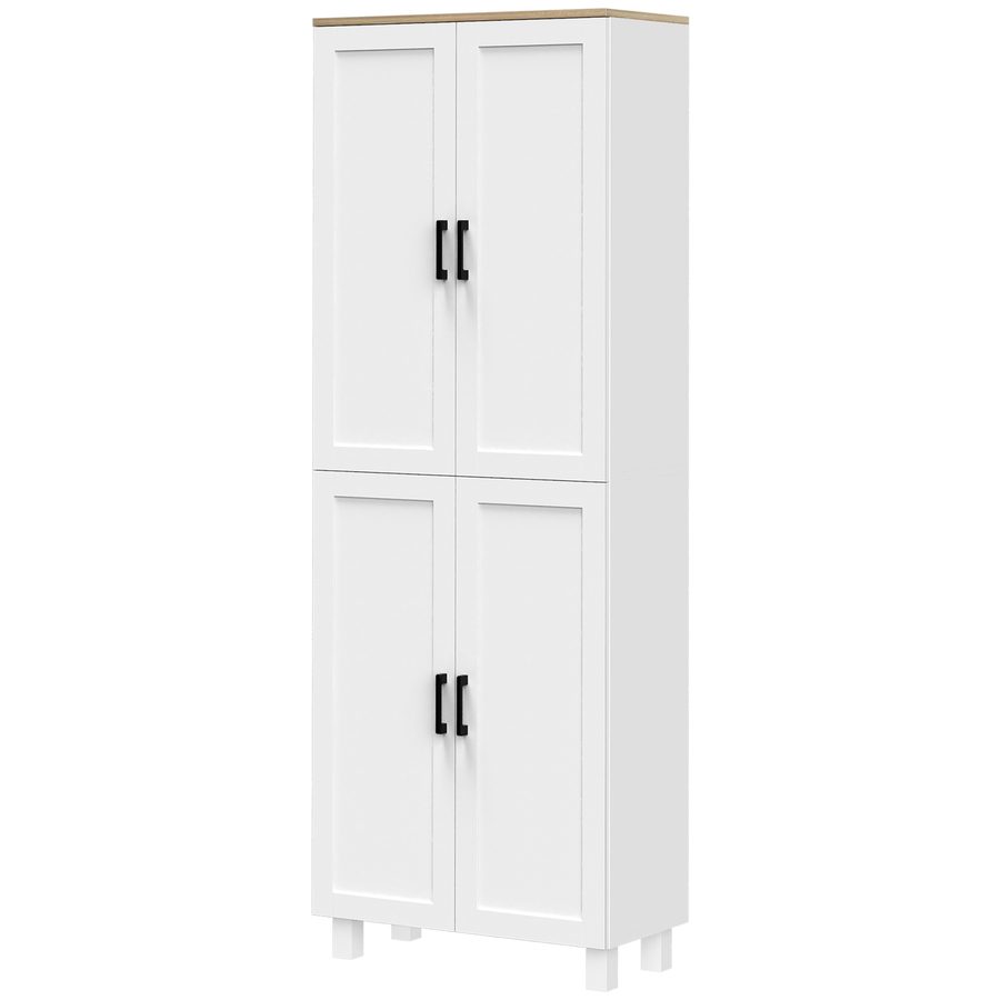 HOMCOM Küchenschrank Buffet Küchenschrank Geschirrschrank Aufbewahrungsschrank modernes Design mit 4 Türen und verstellbaren Regalen, 60 x 30 x 170,5 cm, weiß   Aosom von HOMCOM