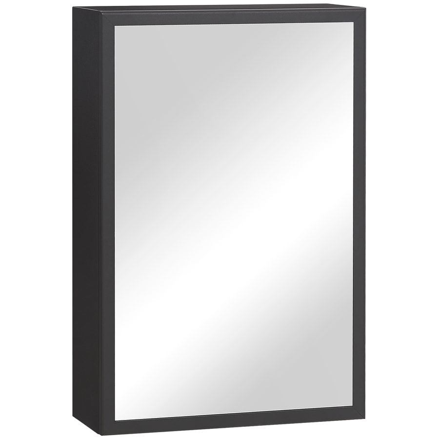 kleankin Spiegelschrank Moderner Hängeschrank mit Spiegel 3 Schichten Schwarz 40x15x60 cm für Badezimmer & Platzsparende Aufbewahrung   Aosom.de von Kleankin