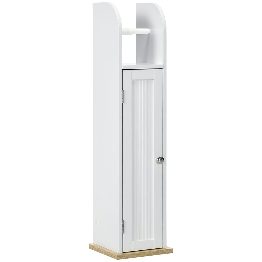 kleankin Schlanker Badezimmerschrank, platzsparender Badezimmerschrank mit Toilettenpapierhalter, verstellbare Einlegeböden, für Waschküche, Modern, 20x20x80 cm, Weiß   Aosom von Kleankin