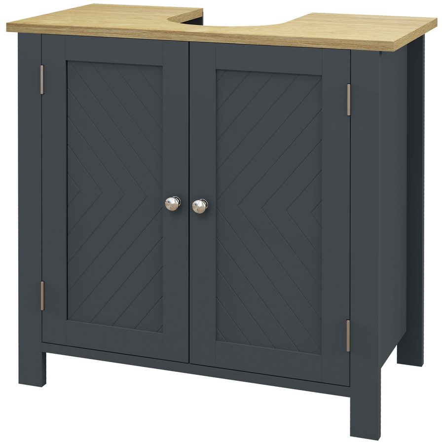 kleankin Unterschrankmöbel aus Spanplatte und MDF mit 2 Türen und verstellbarem Innenregal, 60x30x60 cm, Dunkelgrau   Aosom von Kleankin