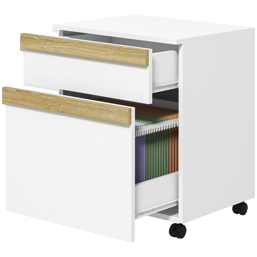 Vinsetto Büroschrank auf Rollen, mobiler Aufbewahrungsschrank mit 2 ausziehbaren Schubladen, 48 x 40 x 59,5 cm, Weiß   Aosom von Vinsetto