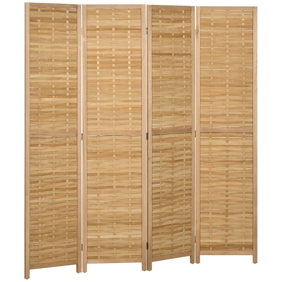 HOMCOM 4-teilig Paravent, Raumteiler, 160 x 170 cm Trennwand, Faltbarer Sichtschutz, Raumtrenner aus Bambus, Sichtschutzwand für Wohnzimmer, Schlafzimmer, Natur   Aosom von HOMCOM