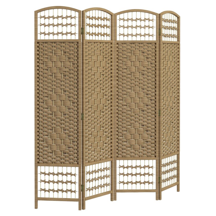 HOMCOM Paravent aus Holz 160 x 170 cm, faltbarer Raumteiler 4 Paneele Trennwand für Schlafzimmer Zuhause, Naturholz   Aosom von HOMCOM