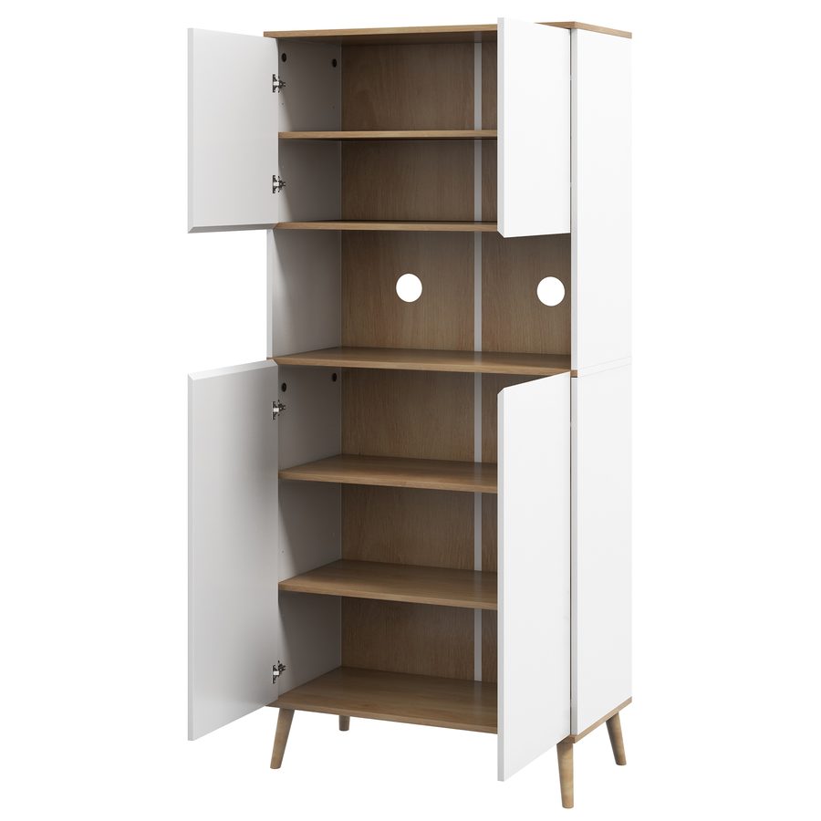 HOMCOM Küchenbuffet Küchenschrank 2 Schränke mit Türen höhenverstellbare Regale großes Fach 2 Kabeldurchführungen - 80 x 40 x 178 cm weiß   Aosom von HOMCOM