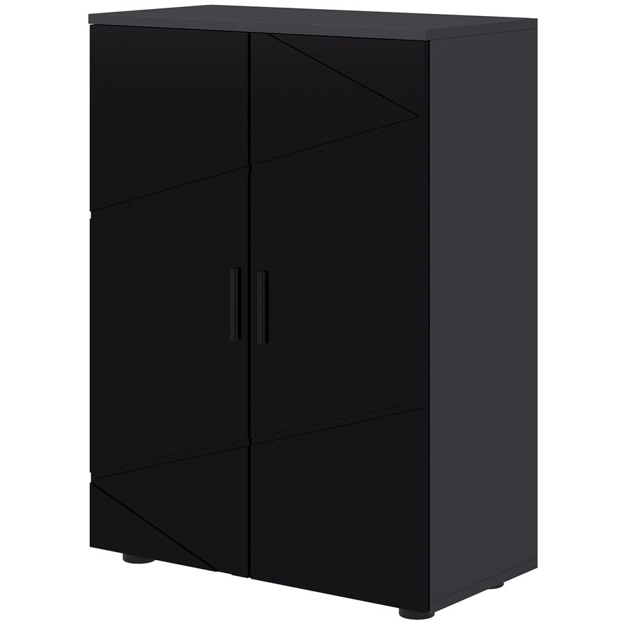 kleankin Badezimmerschrank aus Holz mit 2 Türen, Badezimmerschrank mit Soft-Close und 3 Regalen, 60x30x82 cm, Schwarz   Aosom von Kleankin